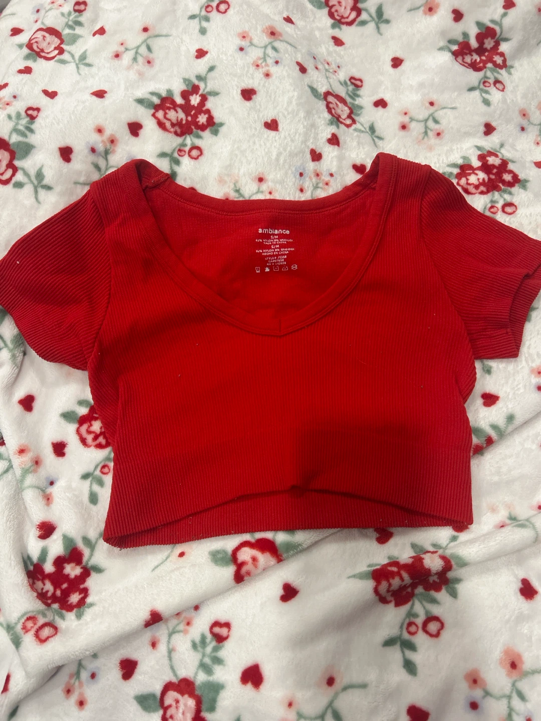 Ambiance Red Ribbed Cropped Top
