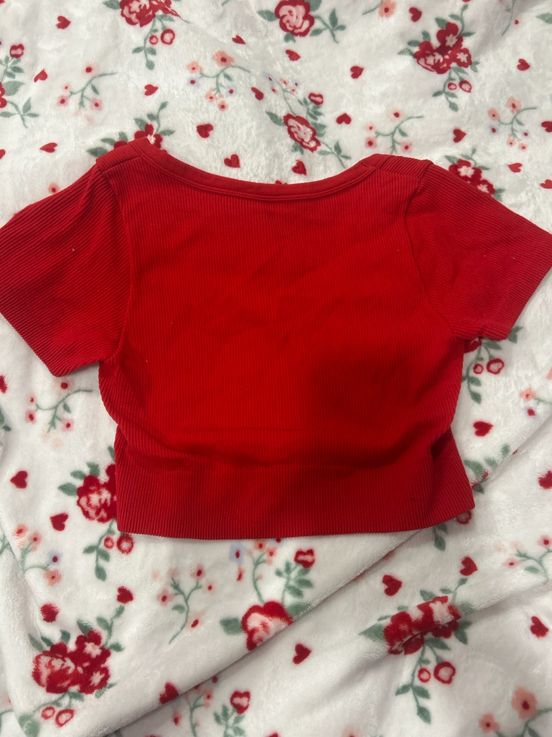 Ambiance Red Ribbed Cropped Top - photo 2