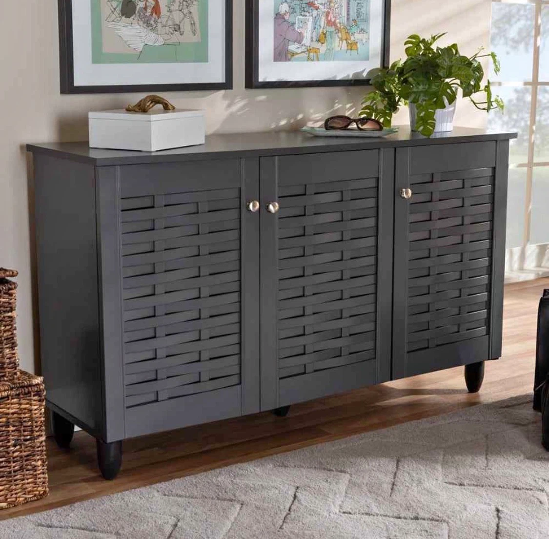 New Gray Shoe Storage Cabinet Console Table - photo 3