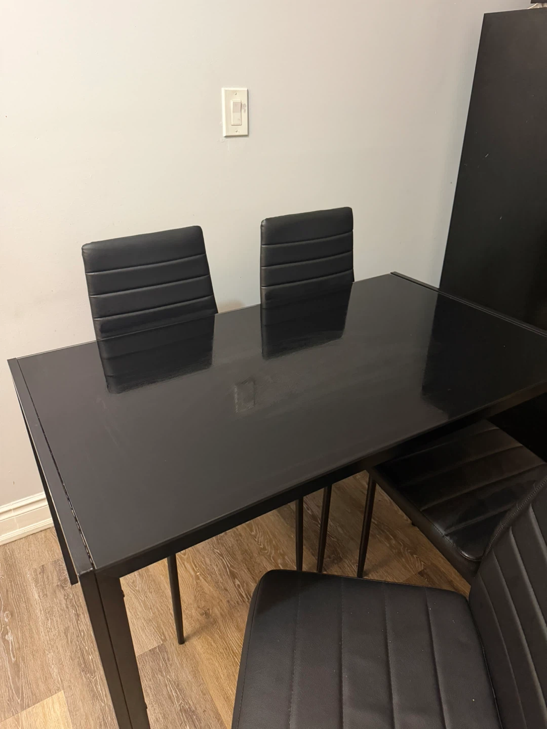 Black Dining Table with 4 Chairs