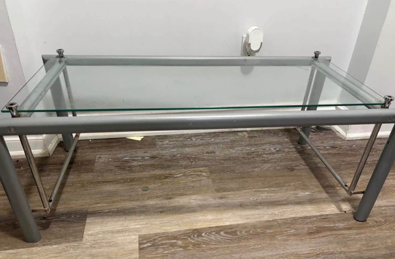 Glass and Metal Coffee Table