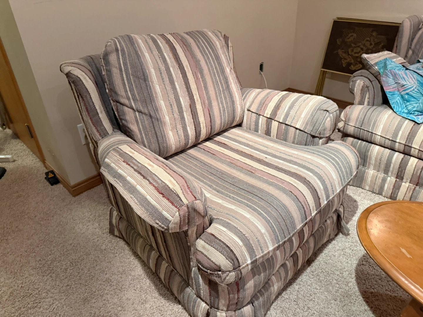 Striped Sofa and Armchair Set