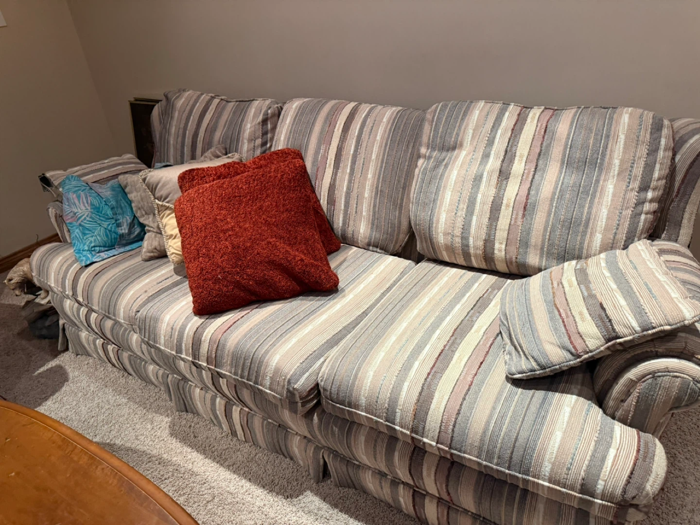 Striped Sofa and Armchair Set - photo 3