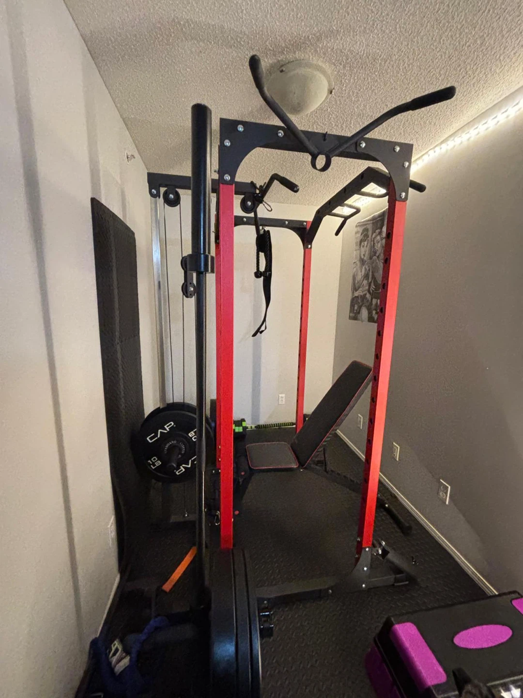 Power Rack with Lat Pulldown and Bench