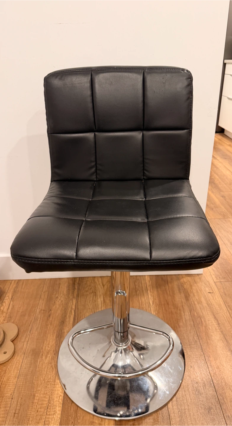 3 Black Faux Leather Swivel Bar Stool