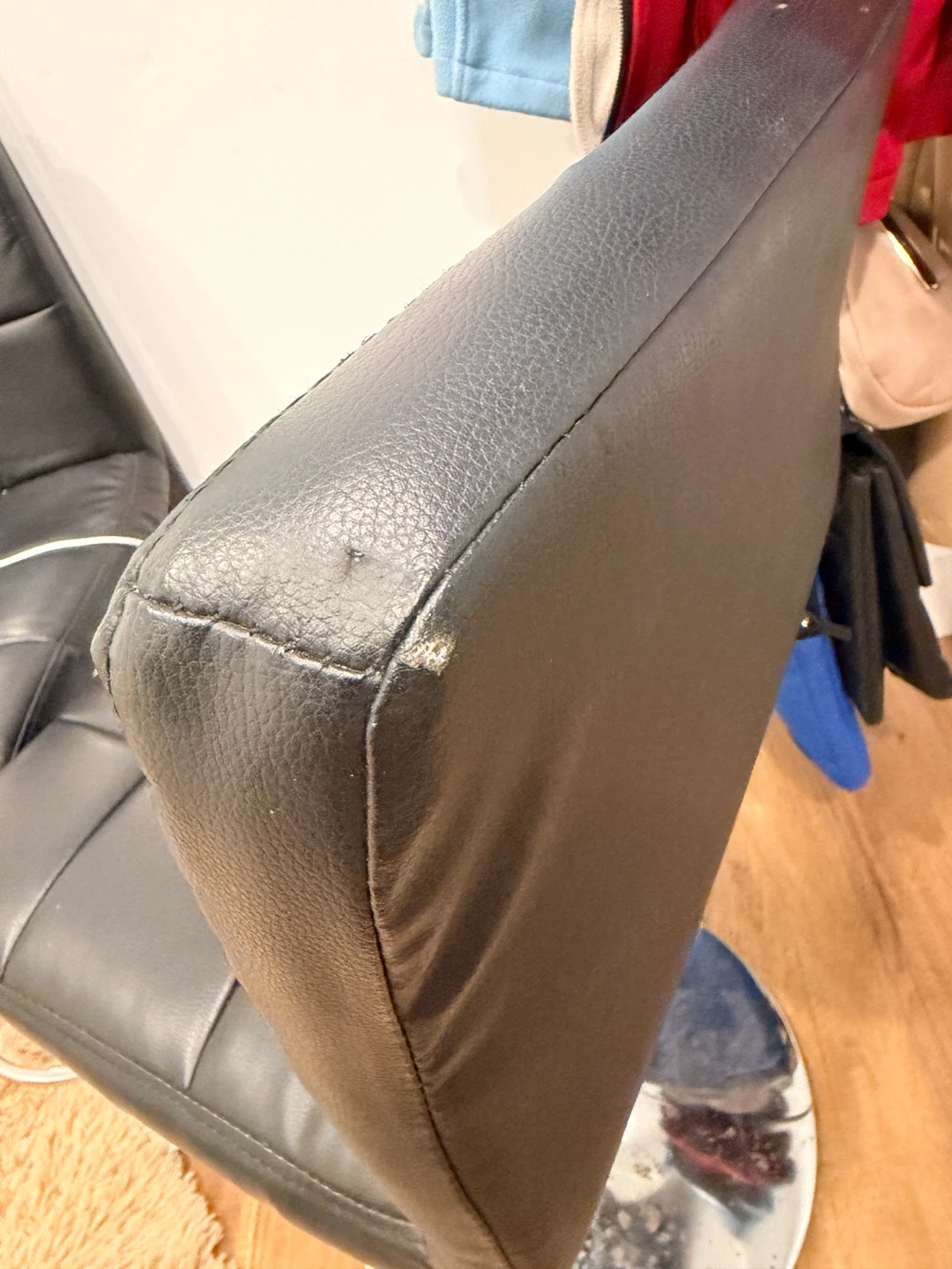 3 Black Faux Leather Swivel Bar Stool - photo 2