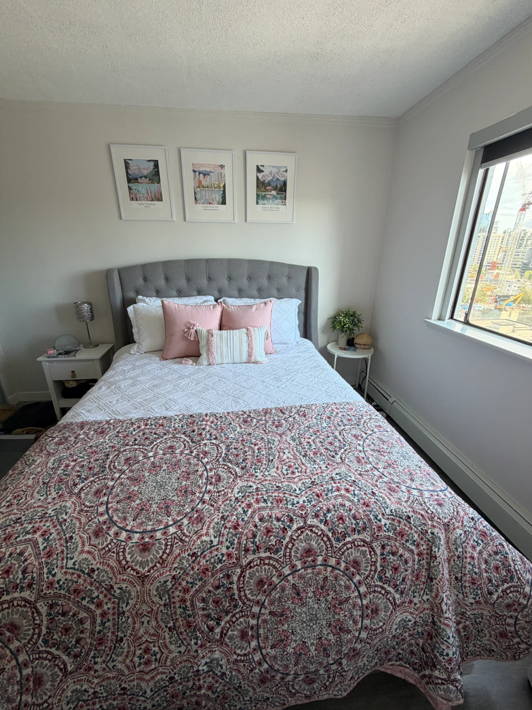 Grey Tufted Upholstered Bed Frame