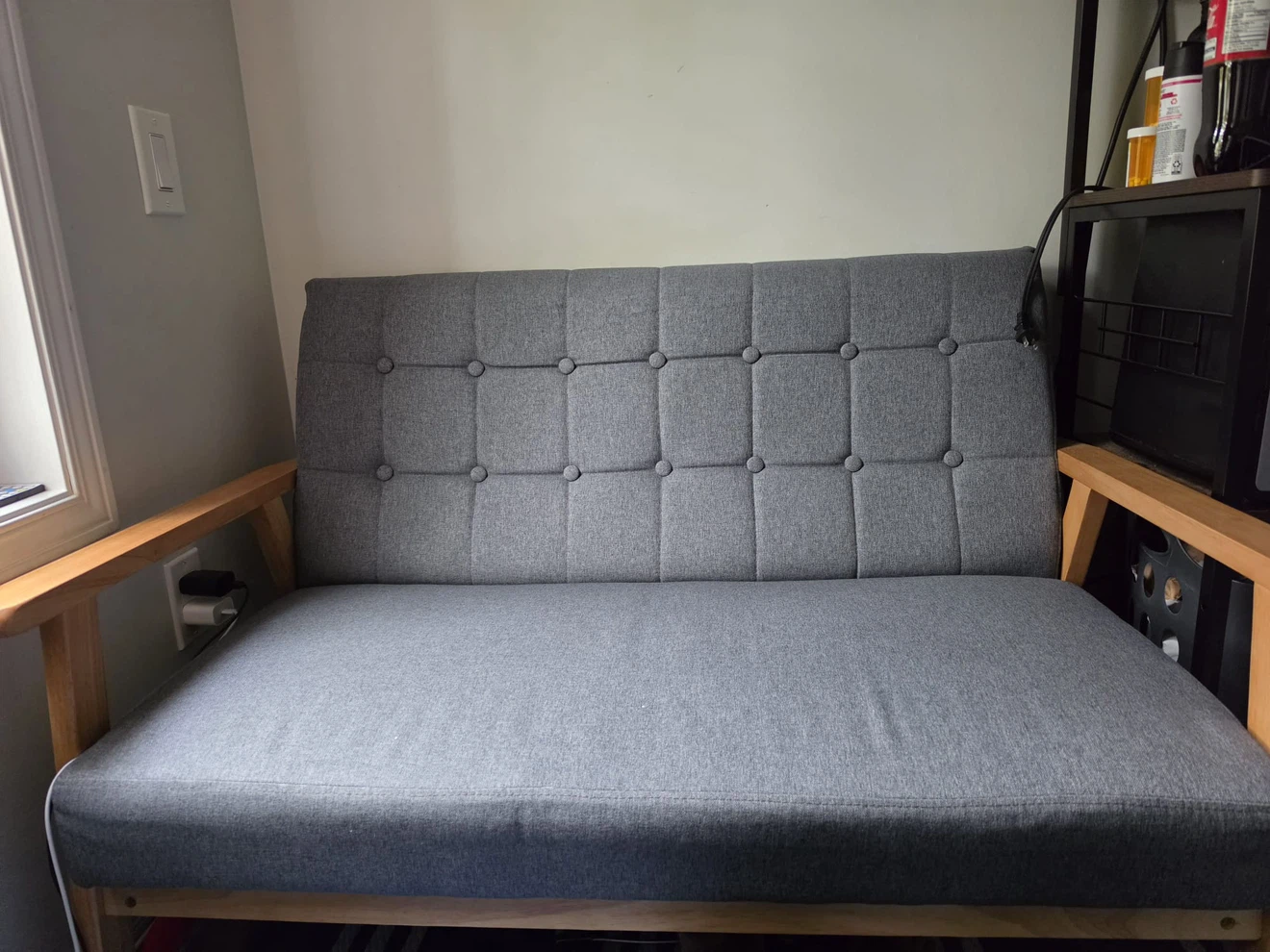 Grey Mid-Century Modern Loveseat
