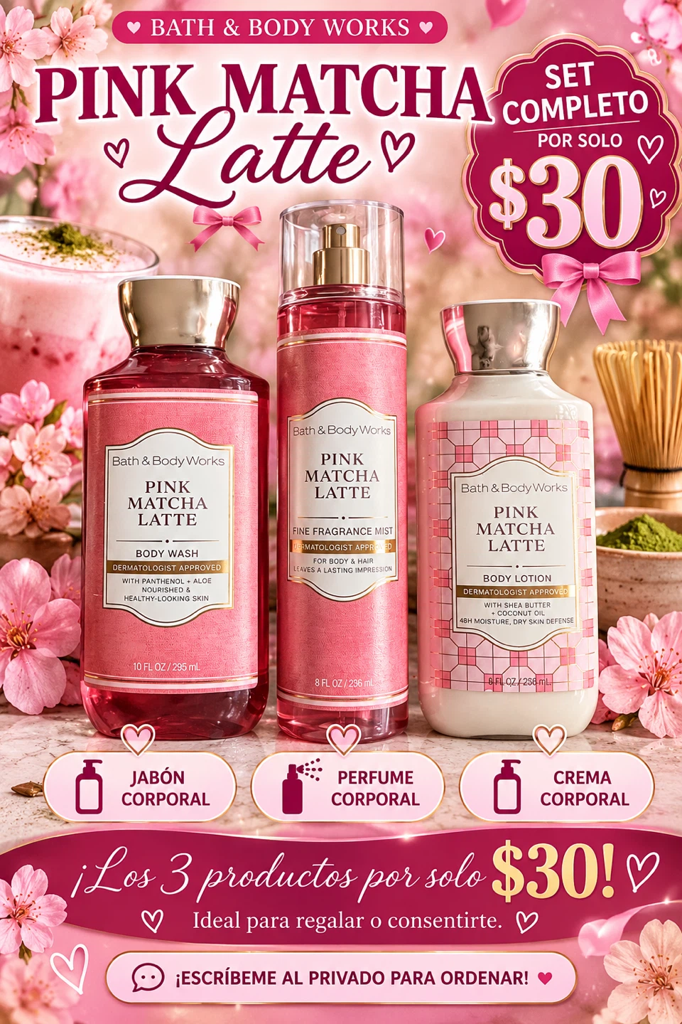 Bath & Body Works Pink Matcha Latte Set