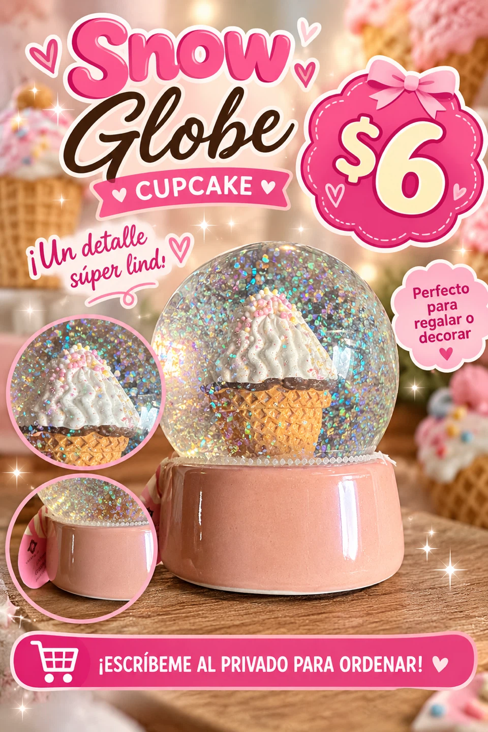 Cupcake Snow Globe