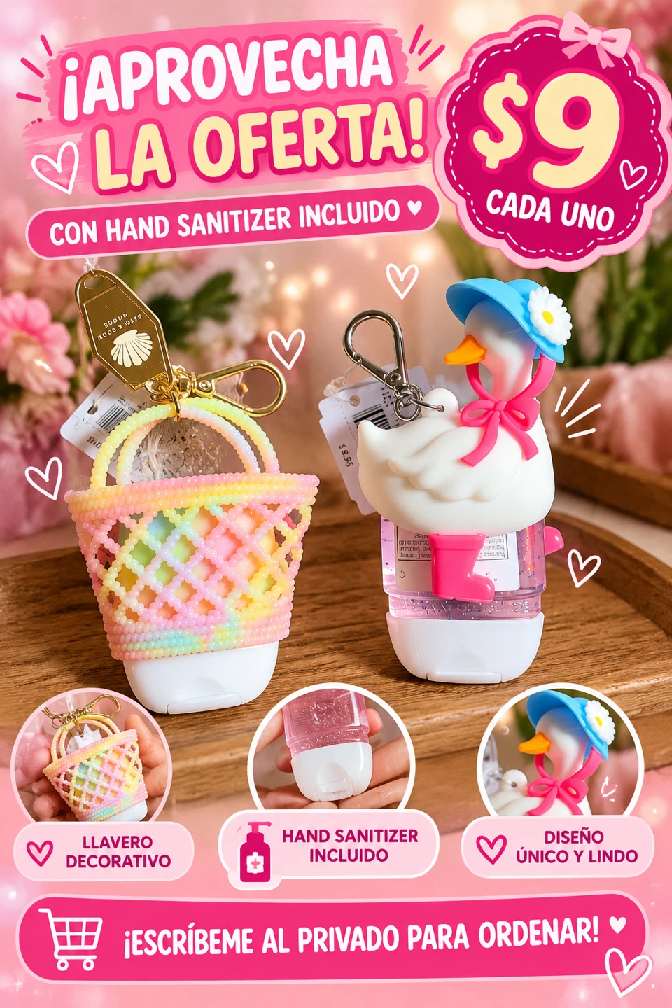 Decorative Hand Sanitizer Holder Keychain