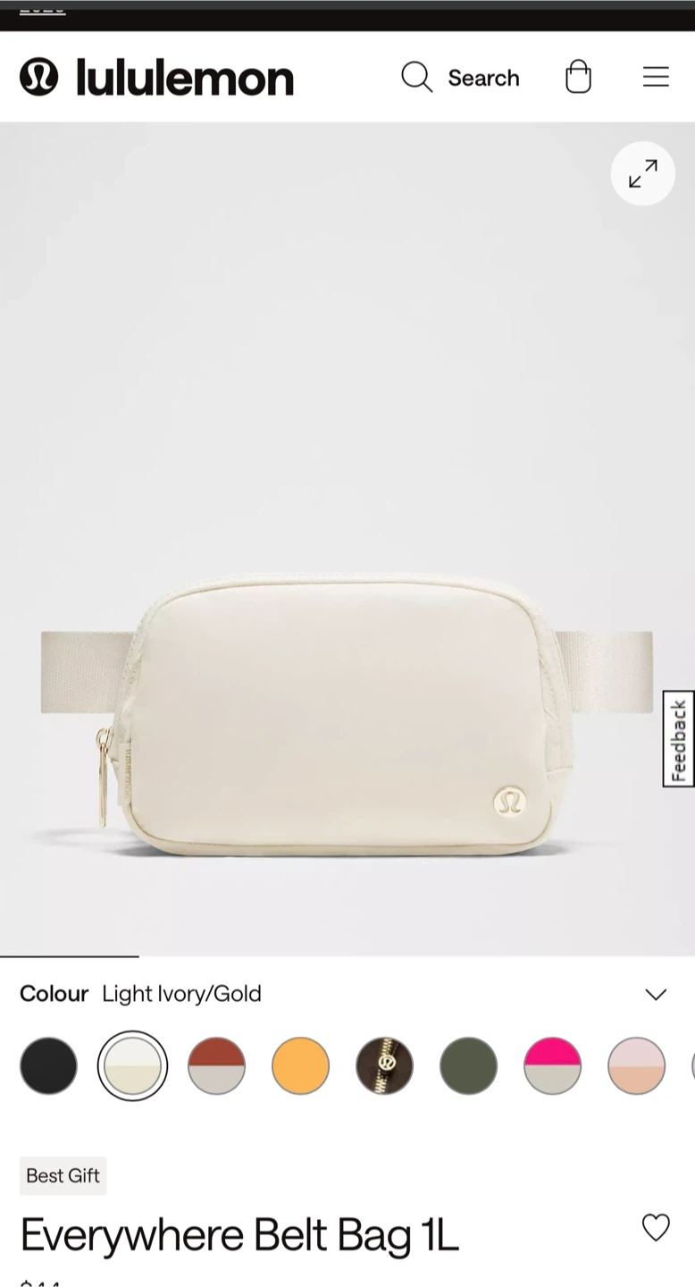 lululemon Everywhere Belt Bag 1L Light Ivory/Gold