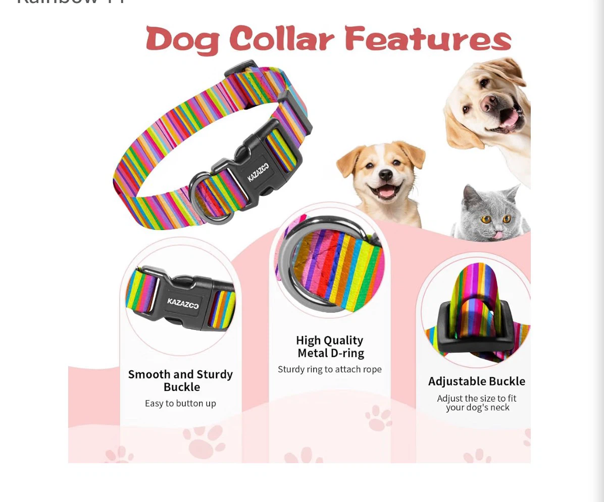 KAZAZCO Adjustable Rainbow Dog Collar Size M - photo 2