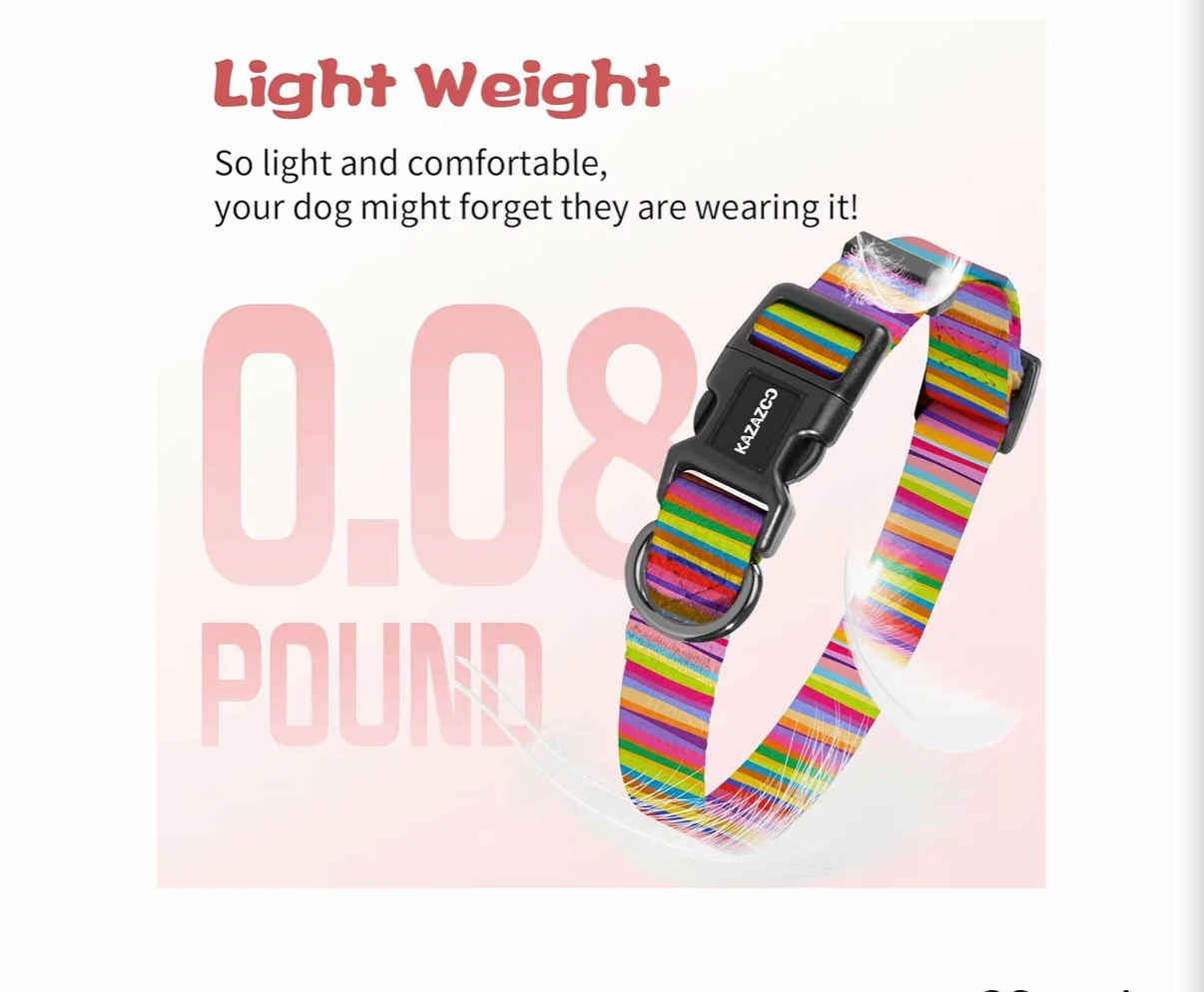 KAZAZCO Adjustable Rainbow Dog Collar Size M - photo 4