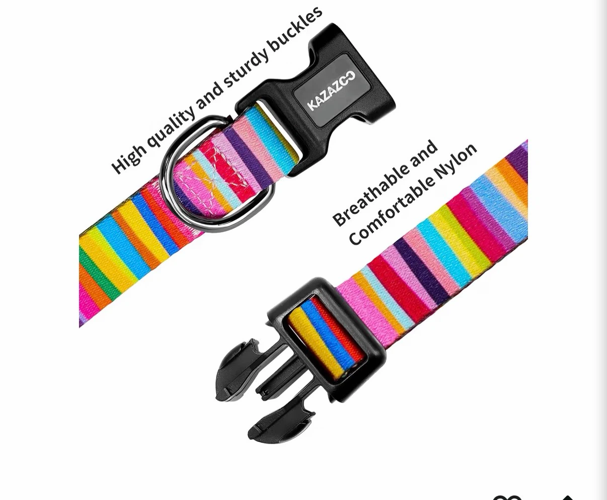 KAZAZCO Adjustable Rainbow Dog Collar Size M - photo 5