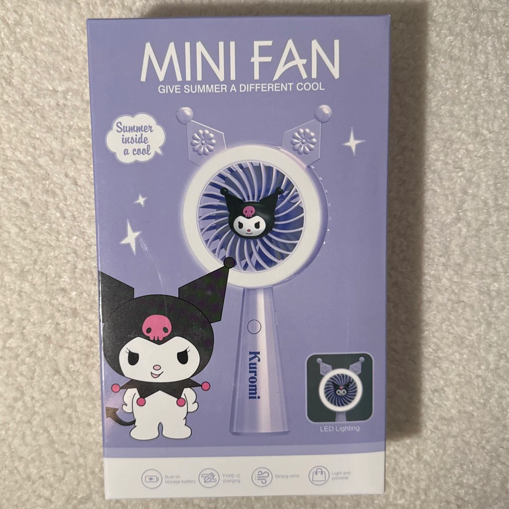 Kuromi Mini Fan and Lip Balm Bundle Purple Kawaii Gift Set - photo 2