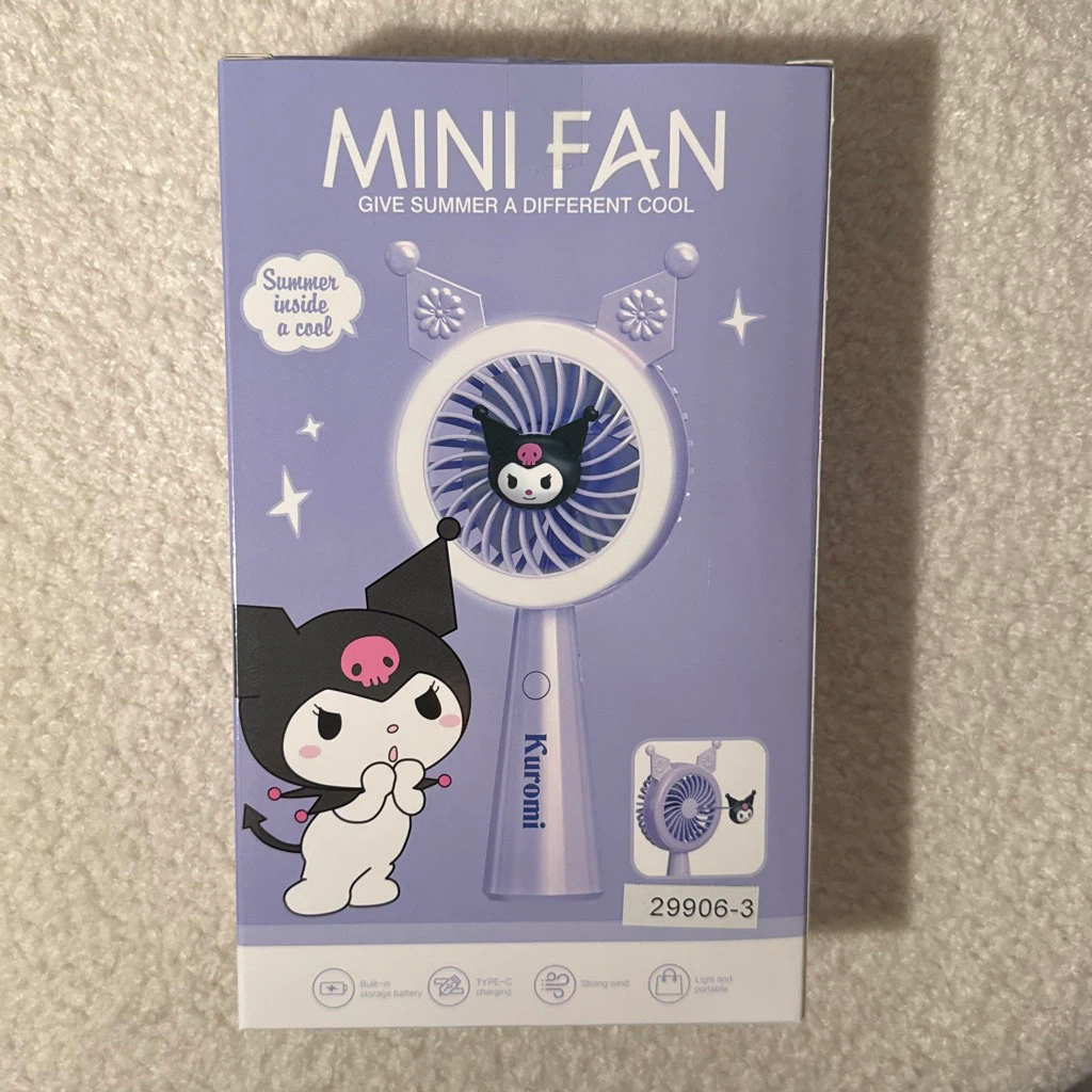 Kuromi Mini Fan and Lip Balm Bundle Purple Kawaii Gift Set - photo 3