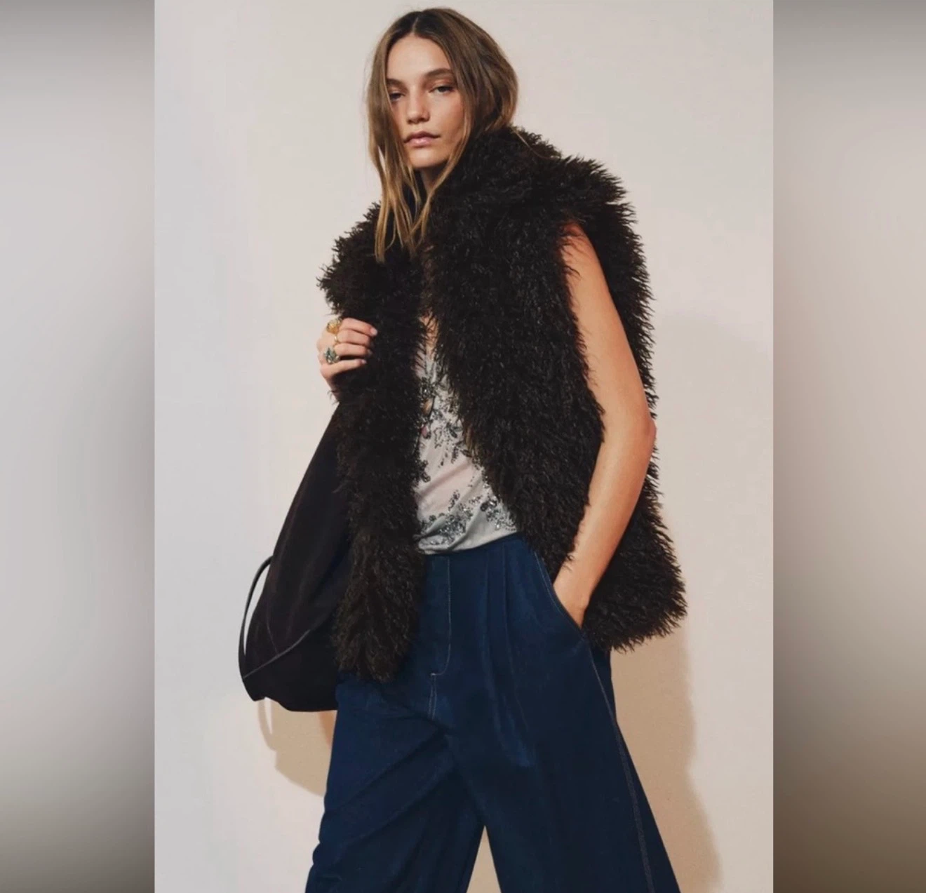 Black Faux Fur Vest