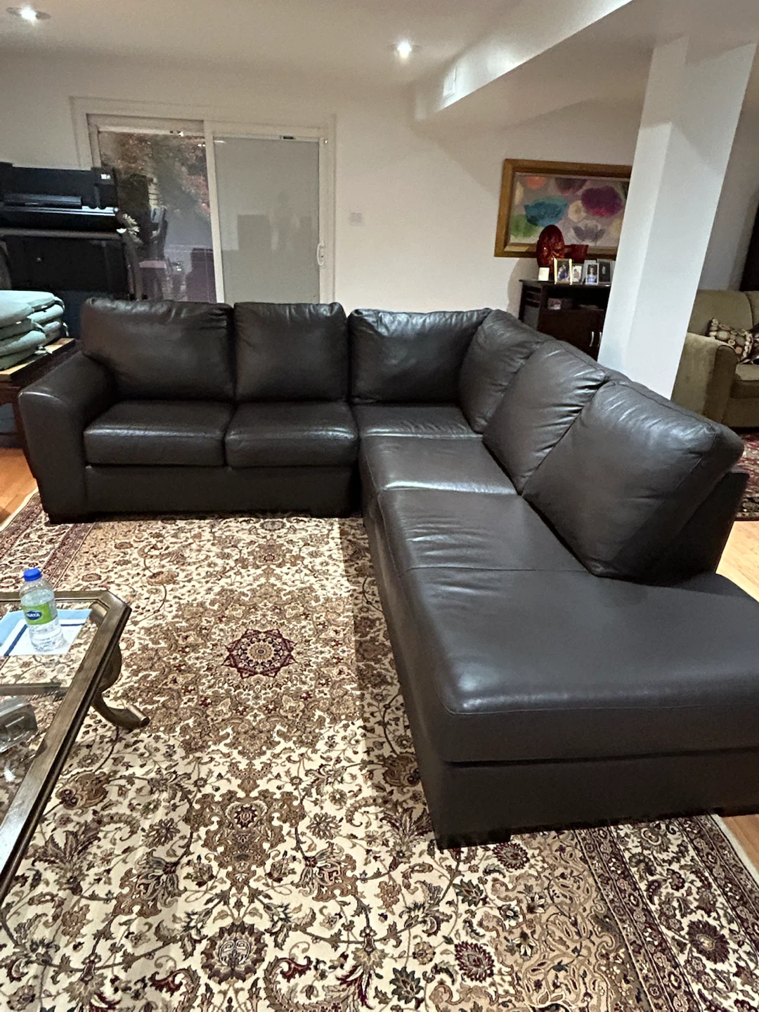 Dark Brown Leather Sectional Sofa - photo 2