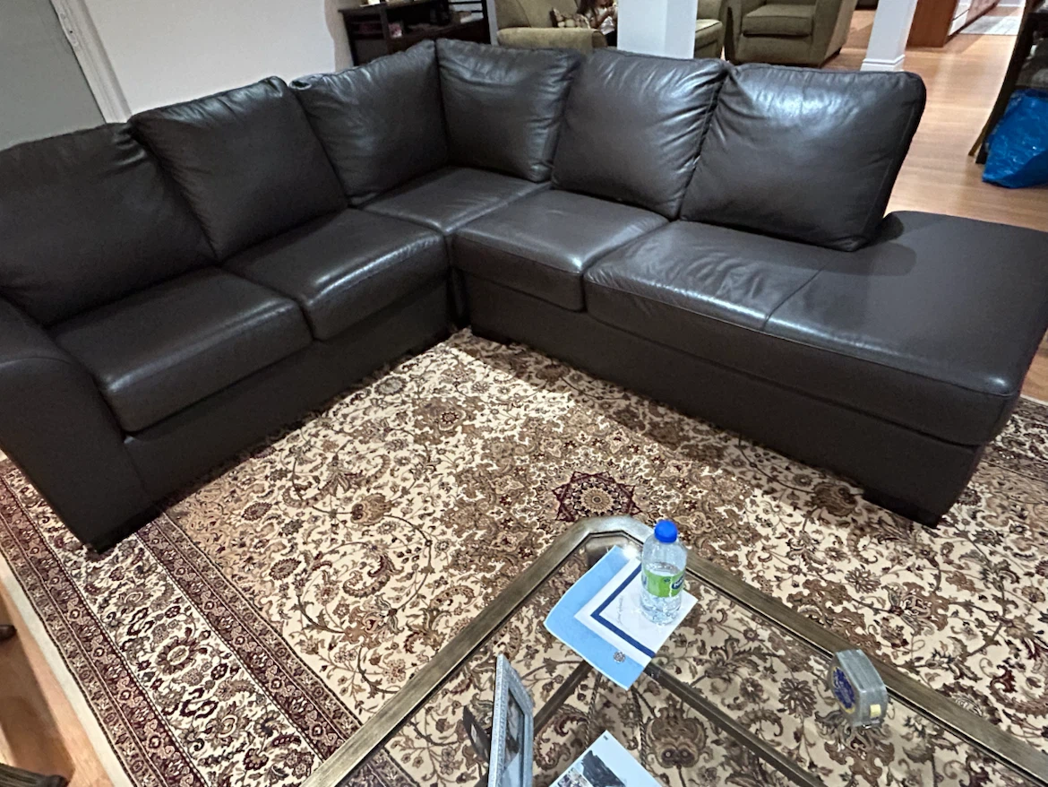 Dark Brown Leather Sectional Sofa - photo 3