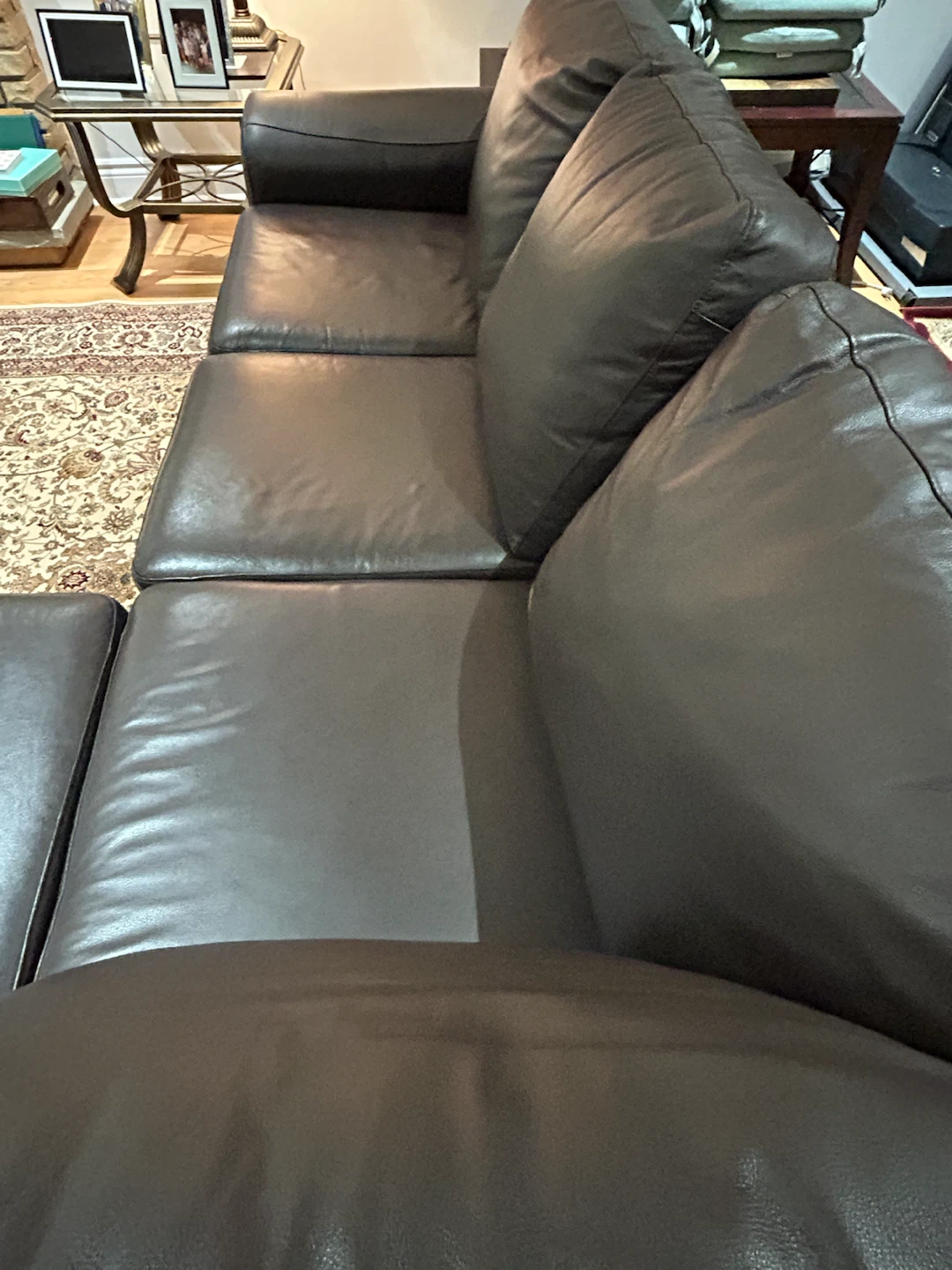 Dark Brown Leather Sectional Sofa - photo 4