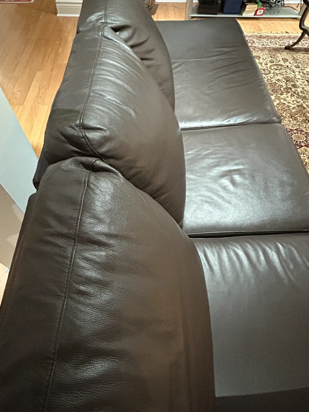 Dark Brown Leather Sectional Sofa - photo 5