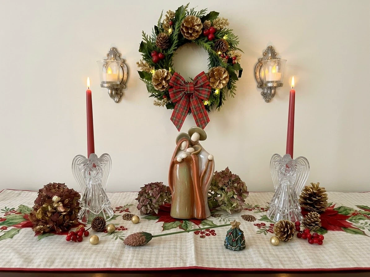 Multi-Piece Christmas Table Centerpiece Set - Nativity & Angels⁠