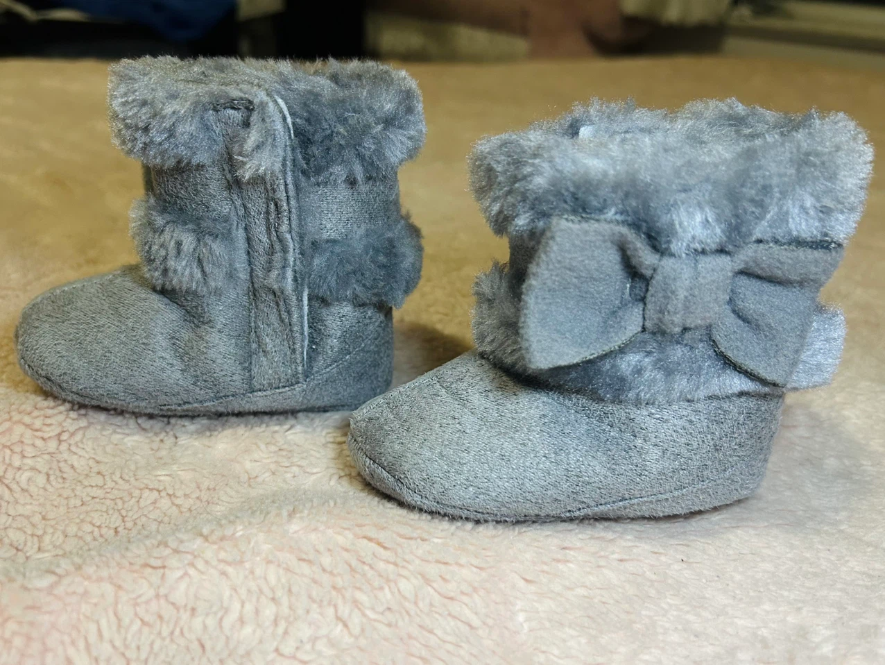 Gray Baby Faux Fur Booties