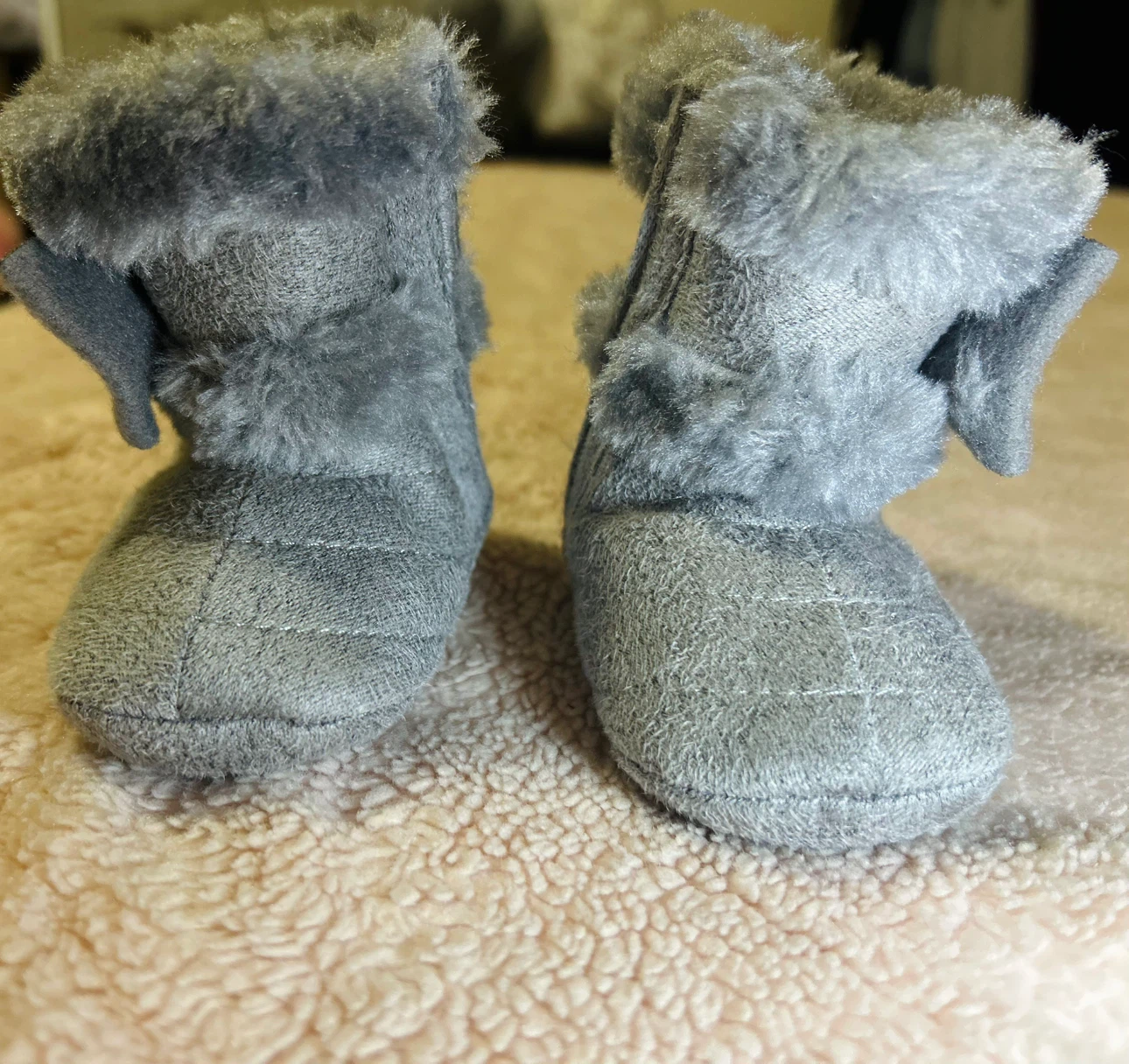Gray Baby Faux Fur Booties - photo 2
