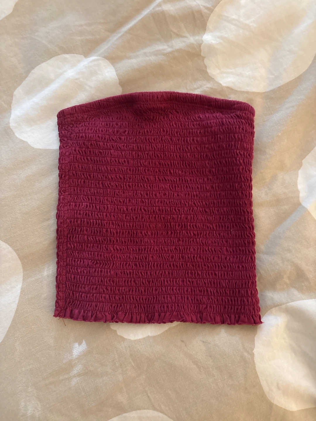 Garage Maroon Shirred Tube Top