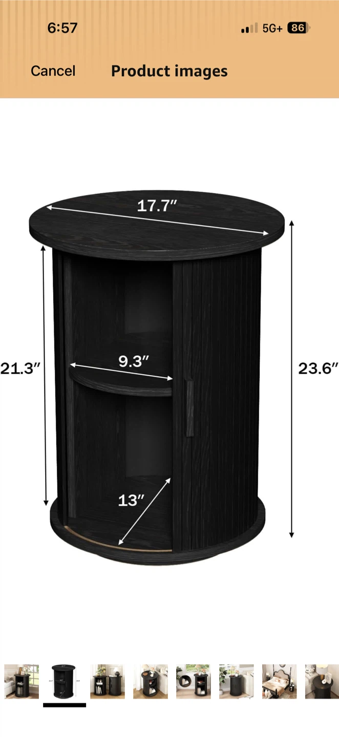 Round Fluted End Table, Brown