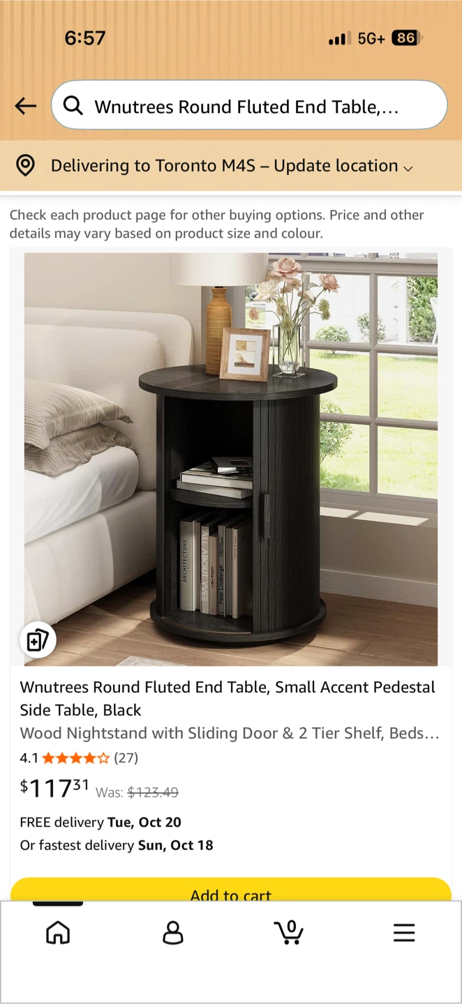 Round Fluted End Table, Brown - photo 2
