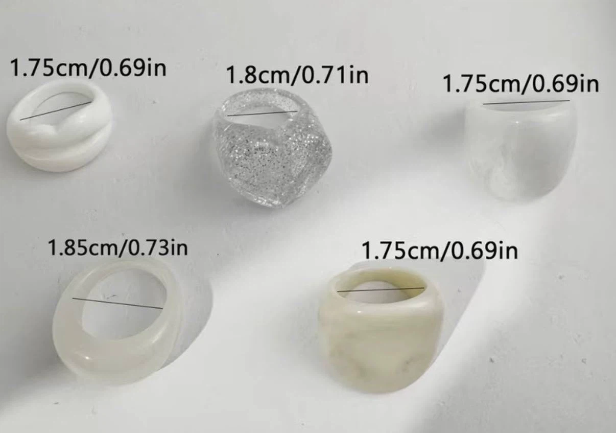 White & Glitter Ring Set, 5 Rings - photo 3