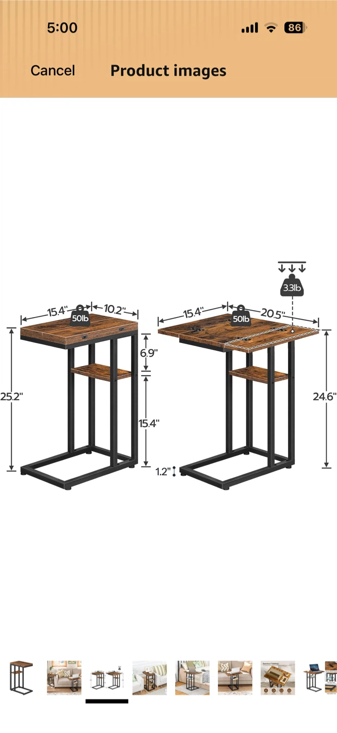Hoobro C-Shaped foldable Side Table - photo 4