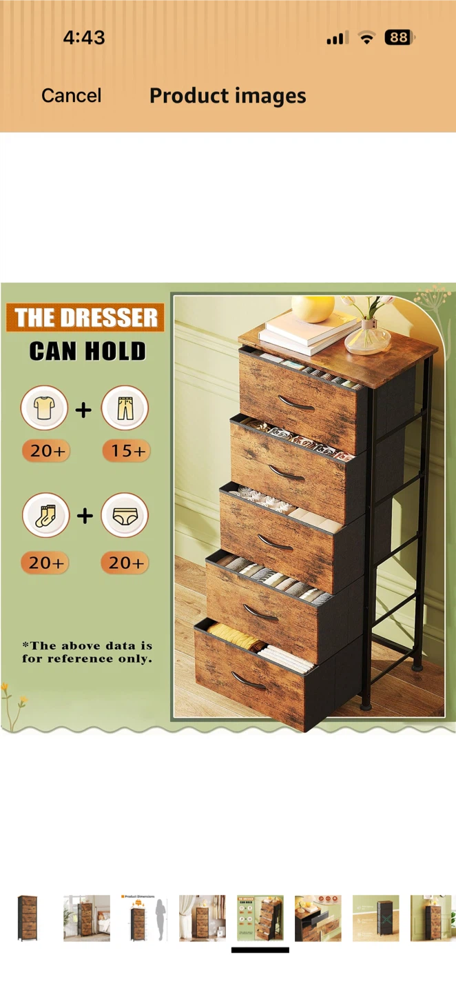 5 Drawer Tall Dresser - Rustic Brown - photo 3