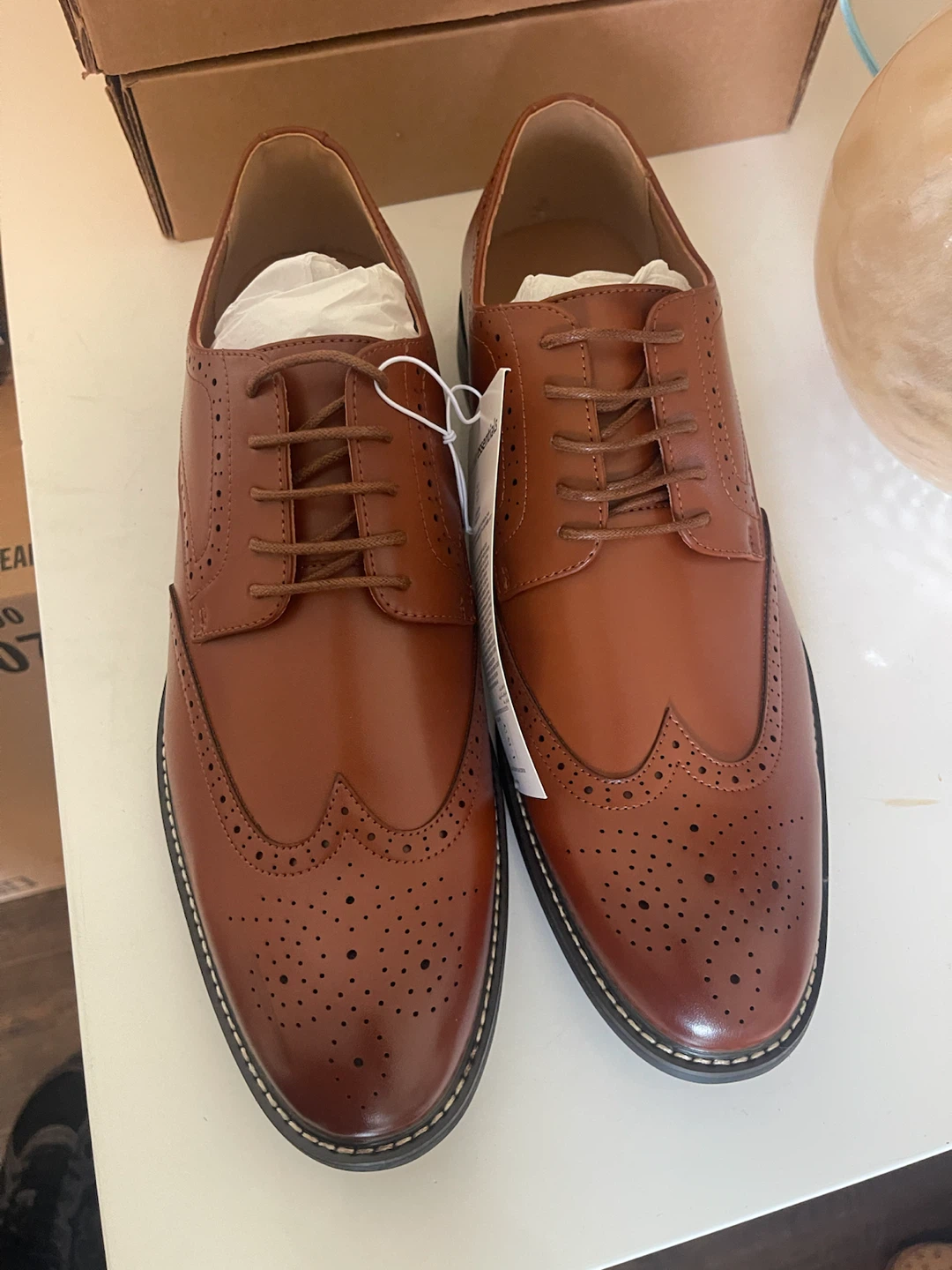 Amazon Essentials Men's Wingtip Oxfords, Brown, Size 13 - photo 2