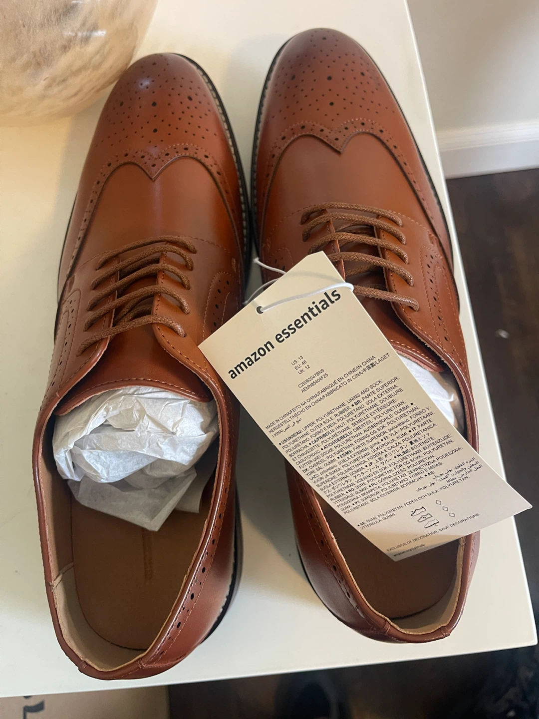 Amazon Essentials Men's Wingtip Oxfords, Brown, Size 13 - photo 4