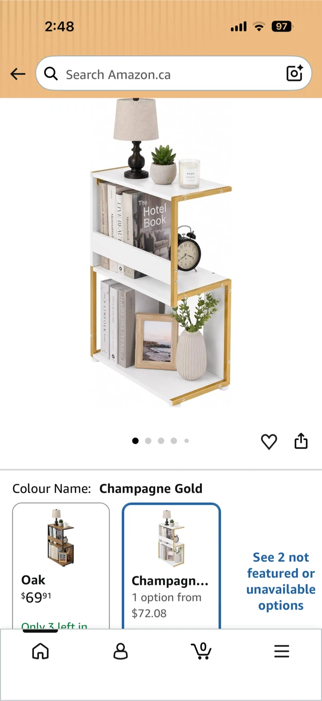 Zexvida S-shaped Bookshelf Champagne Gold