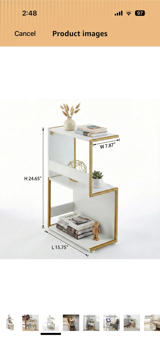 Zexvida S-shaped Bookshelf Champagne Gold - photo 2
