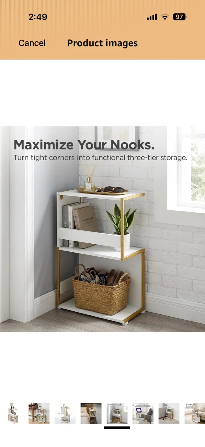 Zexvida S-shaped Bookshelf Champagne Gold - photo 3
