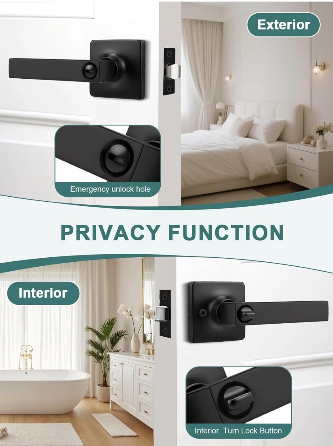 GOBEKOR 12 Pack Matte Black Door Handles - photo 2