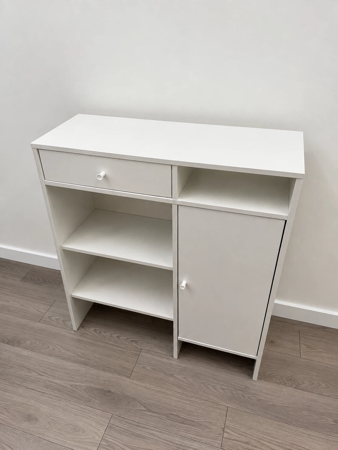 IKEA White Storage Cabinet with Drawer, Door & Shelves