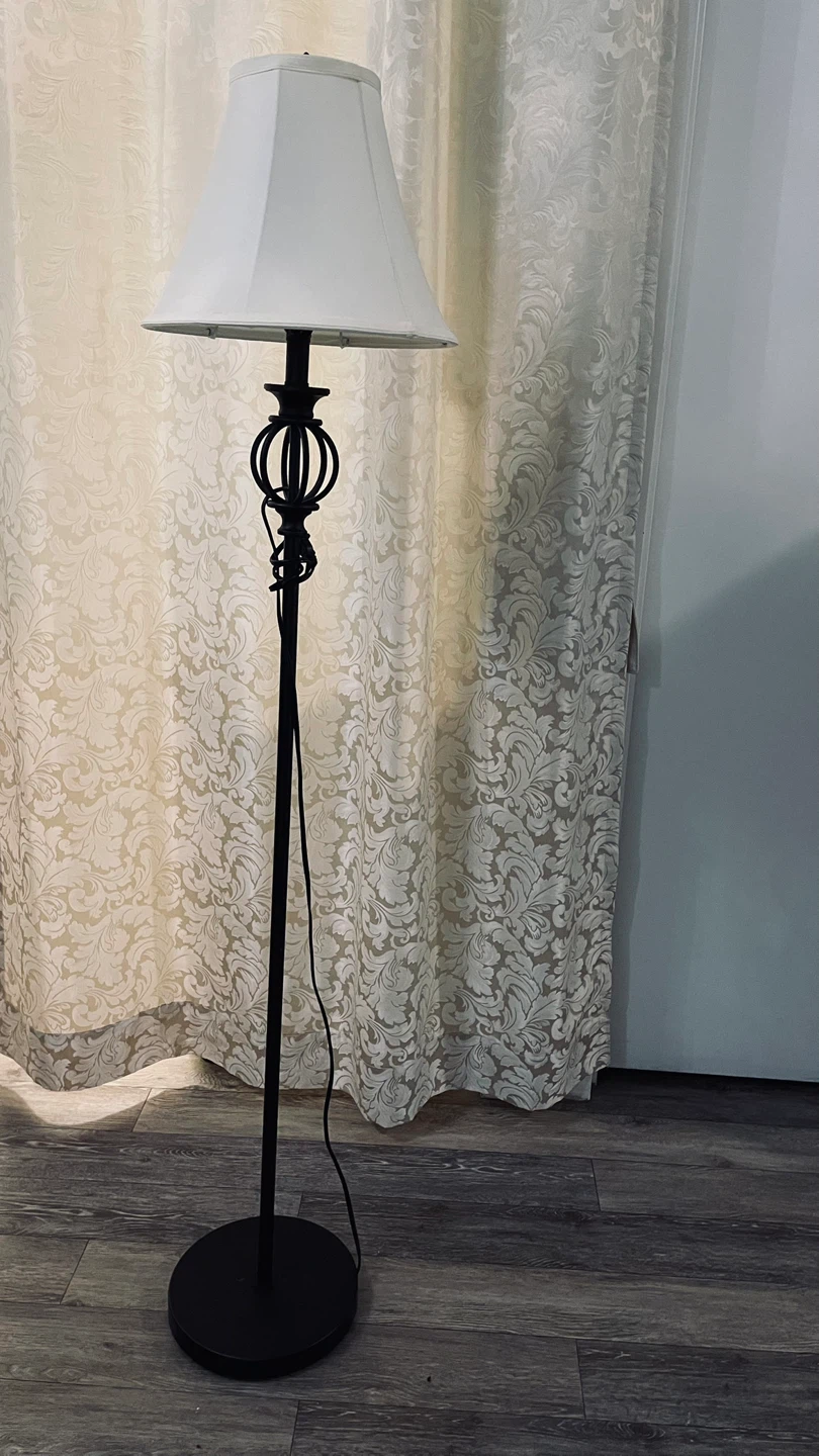 Black Floor Lamp with Cream Shade