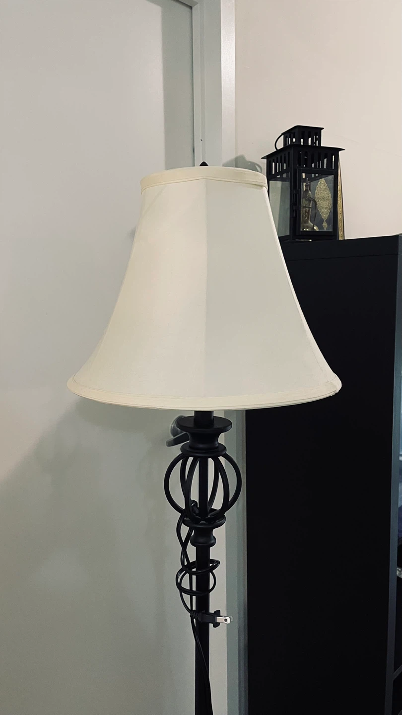 Black Floor Lamp with Cream Shade - photo 2