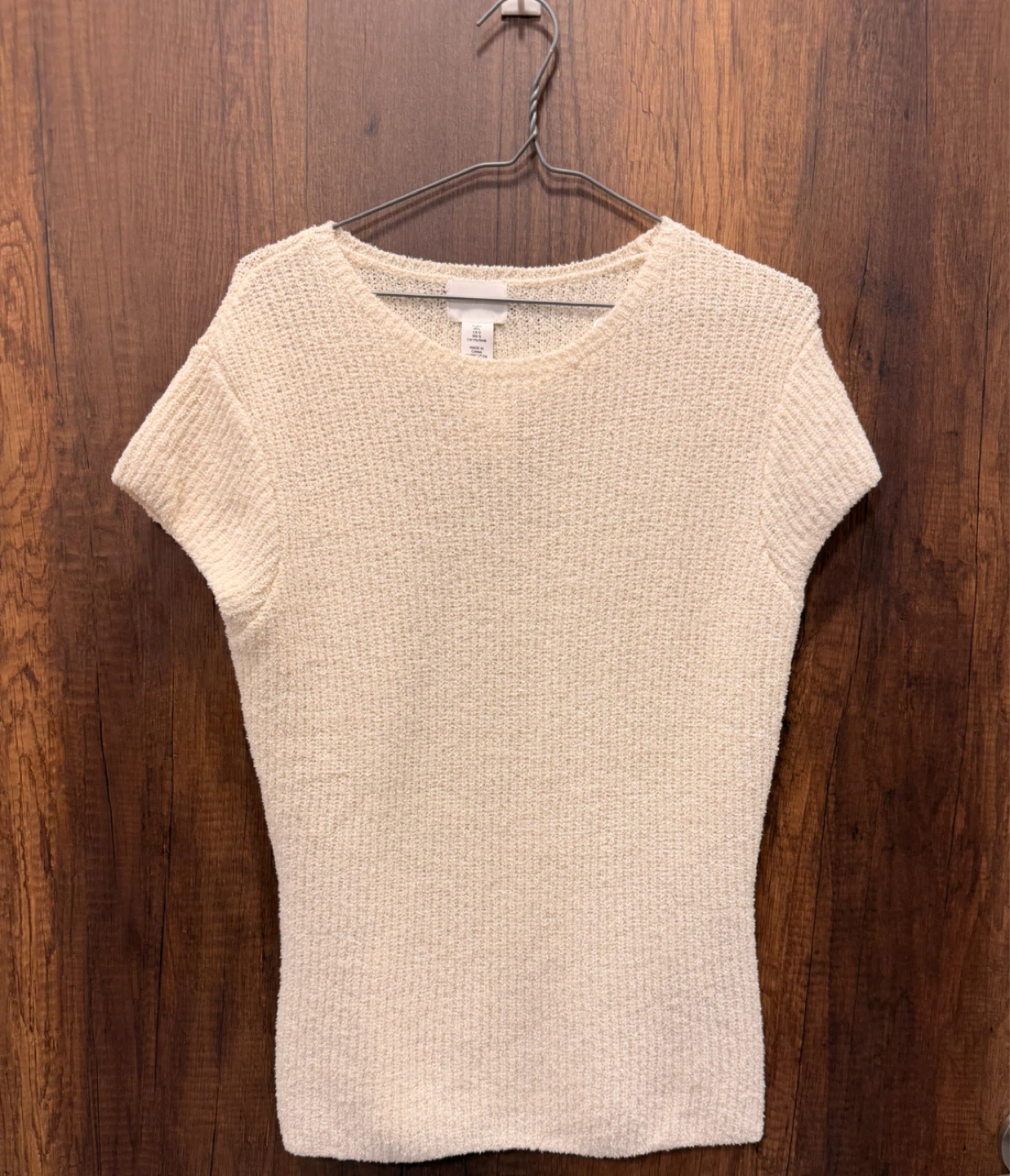 H&M Cream Textured Knit Top, Size L — NEW WITH TAGS
