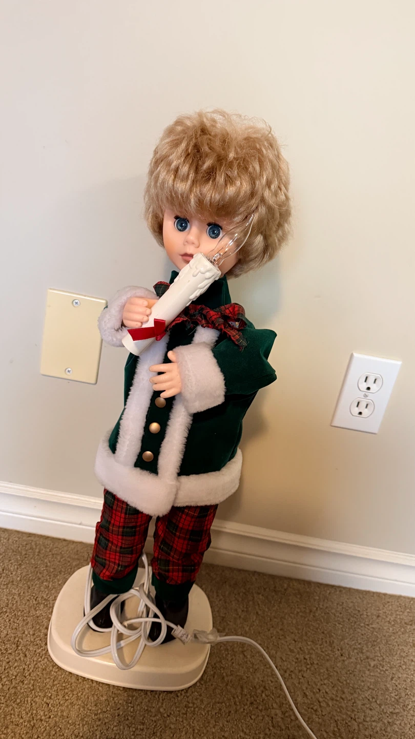 Vintage Lighted Christmas Elf Doll