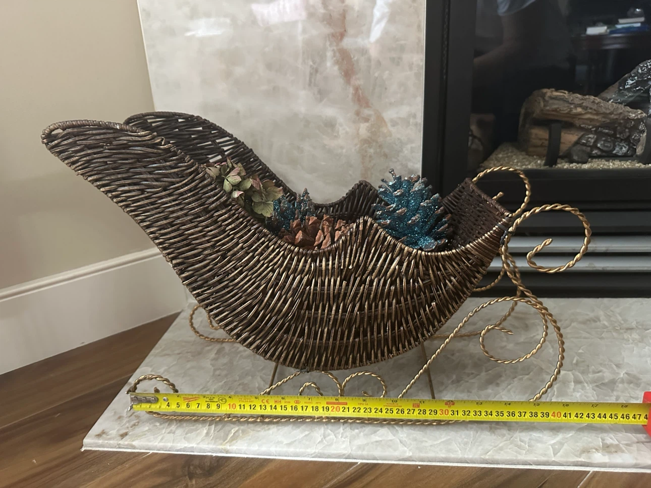 ⁠Rustic Dark Wicker Tabletop Sleigh Basket/Holiday-Doll Decor⁠ - photo 4