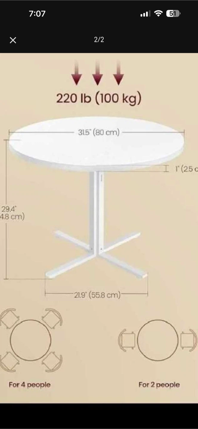 Round White Dining Table - photo 2