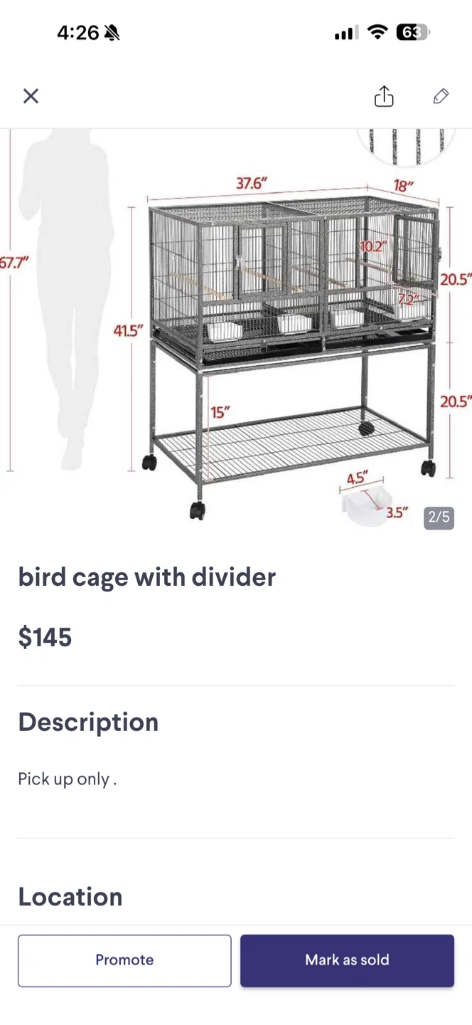 Yaheetech Stackable Breeder Bird Cage with Stand - photo 2