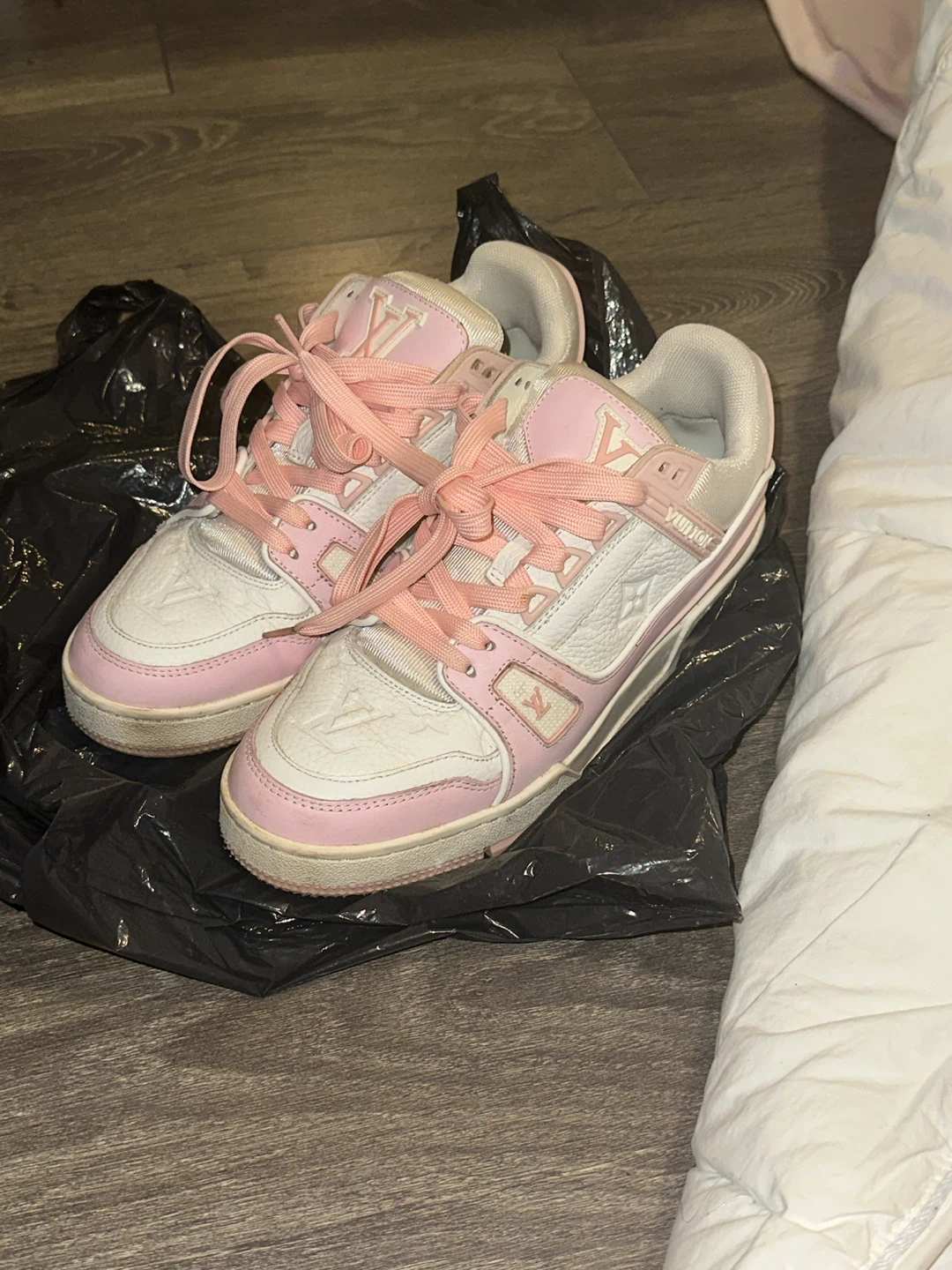 Louis Vuitton White and Pink Sneakers